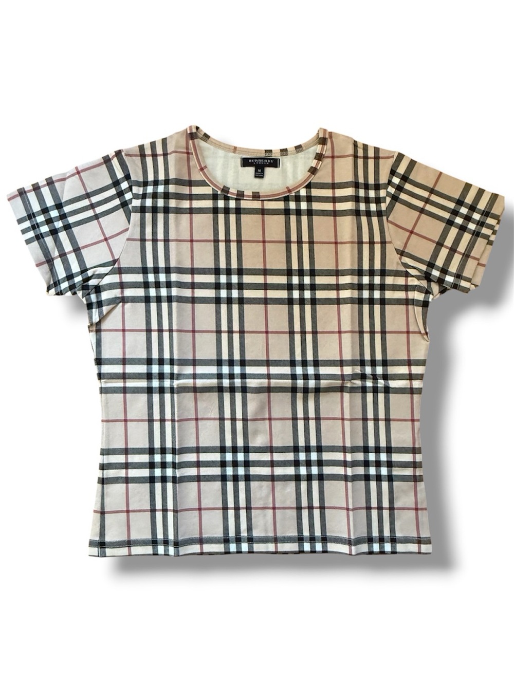 Burberry Beige Black Red Signature Check Tee